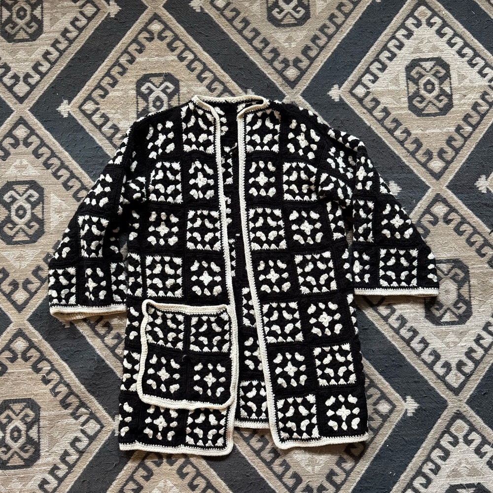 1970s hand made crochet knit sweater